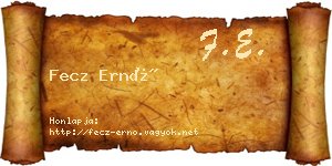 Fecz Ernő névjegykártya